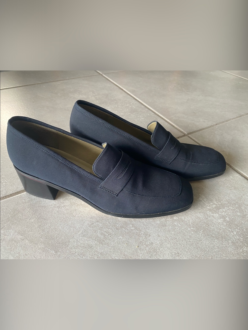 Jones New York Women's Navy Slip-On Block Heel Loafers